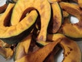 pumpkin slices cooked in the oven with salt