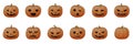 Pumpkin smile icons for Halloween cute flat vector