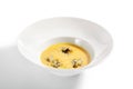 Pumpkin soup in white bowl Royalty Free Stock Photo