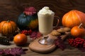 Pumpkin spice coffee latte with whipped cream Royalty Free Stock Photo