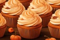 Pumpkin spice cupcakes vector background Royalty Free Stock Photo