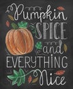 Pumpkin spice and everything nice chalk card Royalty Free Stock Photo