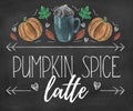 Pumpkin spice latte coffee cup for autumn menu