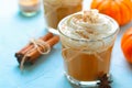 Pumpkin Spice Latte, Coffee, Milkshake or Smoothie with Whipped Cream and Cinnamon Royalty Free Stock Photo