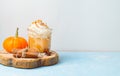 Pumpkin Spice Latte, Coffee, Milkshake or Smoothie with Whipped Cream and Cinnamon Royalty Free Stock Photo