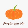 Pumpkin spice latte hand drawn vector logo with lettering Royalty Free Stock Photo