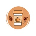 Cute pumpkin spice latte icon vector, illustration on circle with brush texture, for social media story and instagram highlights