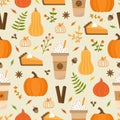 Pumpkin spice vector seamless pattern Royalty Free Stock Photo