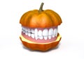 Pumpkin Split With Vampire Teeth Royalty Free Stock Photo