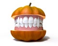 Pumpkin Split With Vampire Teeth Royalty Free Stock Photo