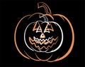 Pumpkin Spooky Halloween on black background in vector illustration Royalty Free Stock Photo