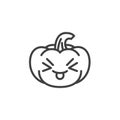 Pumpkin Squinting Face with Tongue emoji line icon