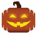 Pumpkin with Stem, Glowing Eyes and Mouth, Vector Illustration