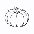 Pumpkin with stem. Healthy vegetarian food. Ingredient for vegetable menu. Vector illustration.