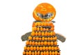 Pumpkin, straw figure with teeth