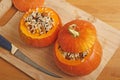 Pumpkin stuffed with rice