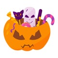 pumpkin sweets halloween set basket icon element