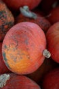 Pumpkin on top of others with a little dirt on it Royalty Free Stock Photo