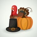 Pumpkin turkey and hat of Thanks given design