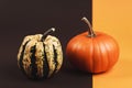 Pumpkin on two-colored background Royalty Free Stock Photo