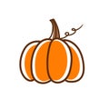 Pumpkin vector on a white background. Simple flat fall / halloween design