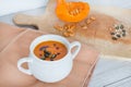 Pumpkin vegetable cream soup Royalty Free Stock Photo