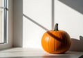 Pumpkin by Window with Soft Shadows and Clean Light Royalty Free Stock Photo