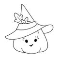 Pumpkin witch coloring page for Halloween cartoon illustration