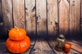 Pumpkin on the woodern floor Royalty Free Stock Photo