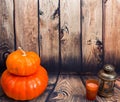 Pumpkin on the woodern floor Royalty Free Stock Photo