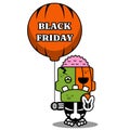 Pumpkin zombie black friday mascot cartoon