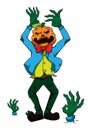 Pumpkin zombie cartoon character