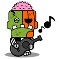 Pumpkin zombie guitar mascot cartoon