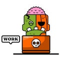 Pumpkin zombie work mascot cartoon