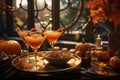 Pumpkinflavored cocktails served at a stylish