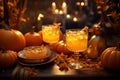 Pumpkinflavored cocktails served at a stylish