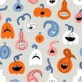 Pumpkins characters Halloween vector pattern Royalty Free Stock Photo