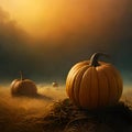 Pumpkins in the countryside - ai generated image Royalty Free Stock Photo
