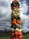 Pumpkins decorated as a tower