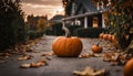 Pumpkins on the Driveway Royalty Free Stock Photo