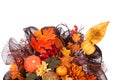 Pumpkins and Fall Leafs. Autumn or Thanksgiving Bouquet