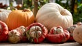 Pumpkins / gourds / squash photographed in the greenhouse at Babylonstoren, Franschhoek, South Africa. Royalty Free Stock Photo