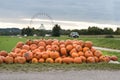 Pumpkins - Halloween pumpkin on the roadside in front of ferris wheel in the evening sky
