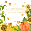 Pumpkins harvest Vector. autumn seasonal banner templates