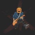 Halloween pumpkins head rocker for halloween poster, banner and t shirt design