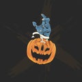Halloween pumpkins head and zombies hand for halloween poster, banner and t shirt design
