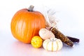 Pumpkins and Indian corn Royalty Free Stock Photo