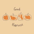 Pumpkins with the inscription good harvest vector Royalty Free Stock Photo