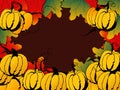 Pumpkins with leaves in autumn, fall season background, vector illustration, doodle drawing style Royalty Free Stock Photo