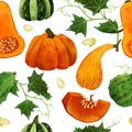 Fresh veggies, seamless pattern, hand drawn vector Royalty Free Stock Photo